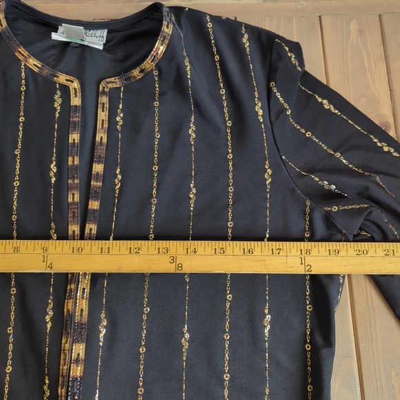 Joseph Ribkoff Black Gold Beaded Blazer Jacket - Picture 9 of 14